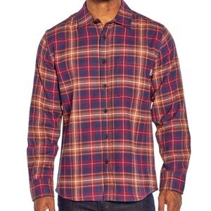 Eddie Bauer Cognac Plaid brushed cotton Bristol Flannel twill shirt Men’s XXL